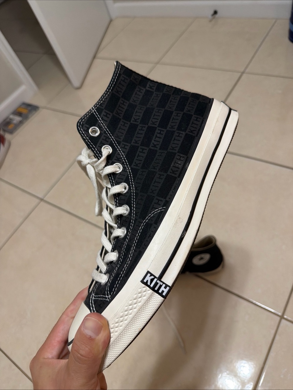 Kith Kids Black and White Low-Top Sneaker